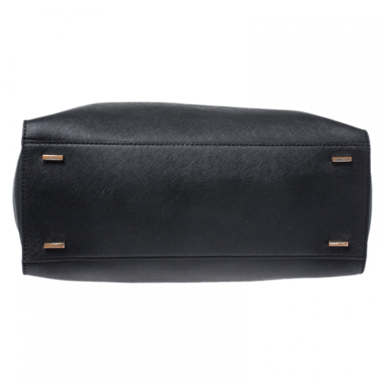 Pre Owned Dkny Black Leather Front Pocket Satchel