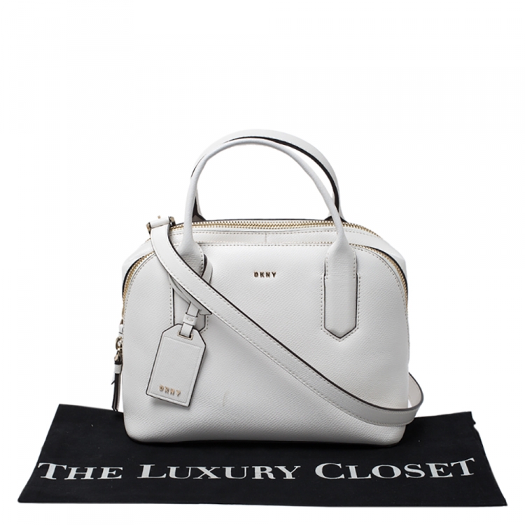 مملوكة مسبقًا Dkny White Leather Bryant Park Satchel