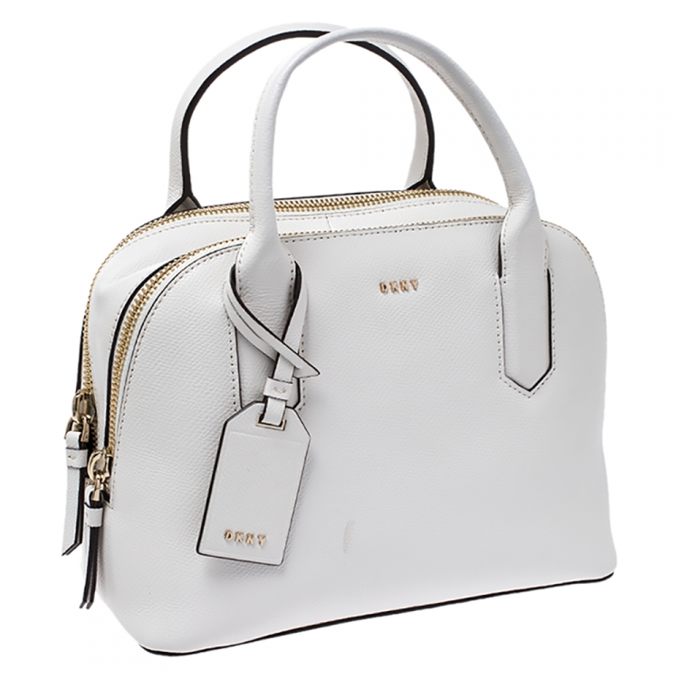 مملوكة مسبقًا Dkny White Leather Bryant Park Satchel