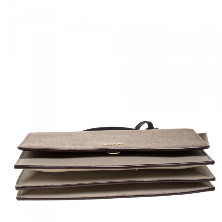 Pre Owned DKNY Tricolor Leather Flap Top Handle Bag