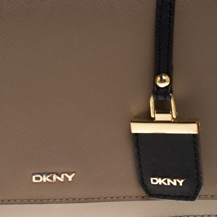 Pre Owned DKNY Tricolor Leather Flap Top Handle Bag