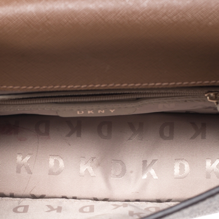 Pre Owned Dkny Brown Signature Coated Canvas Crossbody Bag 