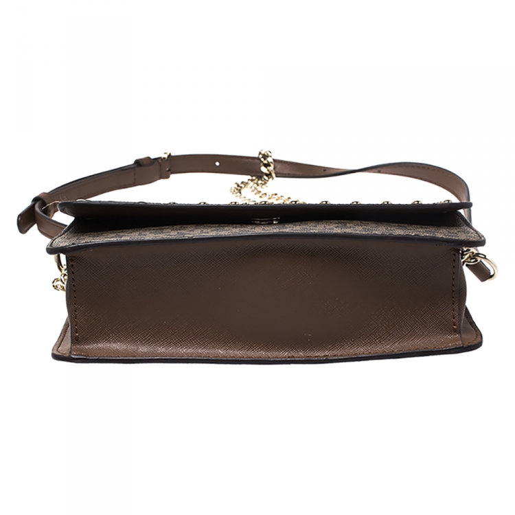 Pre Owned Dkny Brown Signature Coated Canvas Crossbody Bag 