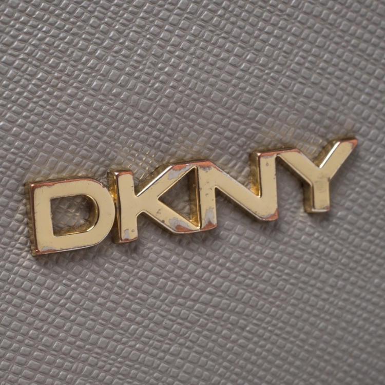 Pre Owned Dkny Grey Leather Flap Shoulder Bag