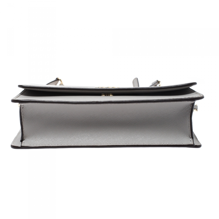 Pre Owned Dkny Grey Leather Flap Shoulder Bag