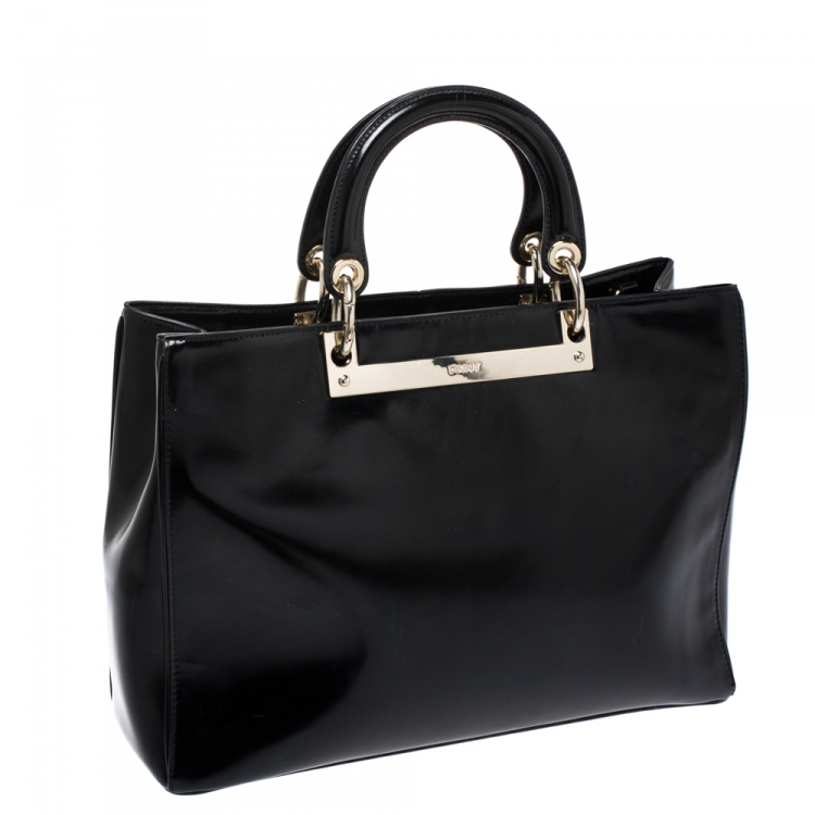 Pre Owned DKNY Black Leather Large Tote