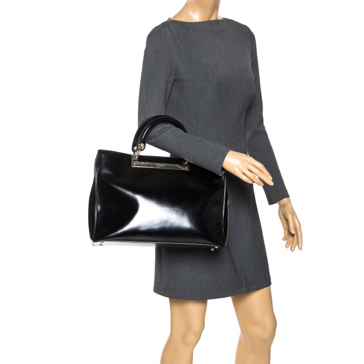 Pre Owned DKNY Black Leather Large Tote