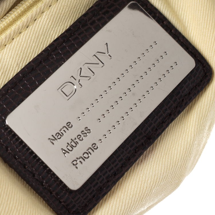 مملوكة مسبقًا DKNY Brown Signature Canvas and Lizard Embossed Leather Shoulder Bag