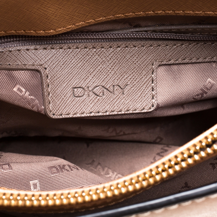 Pre Owned Dkny Brown Leather Flap Crossbody Bag