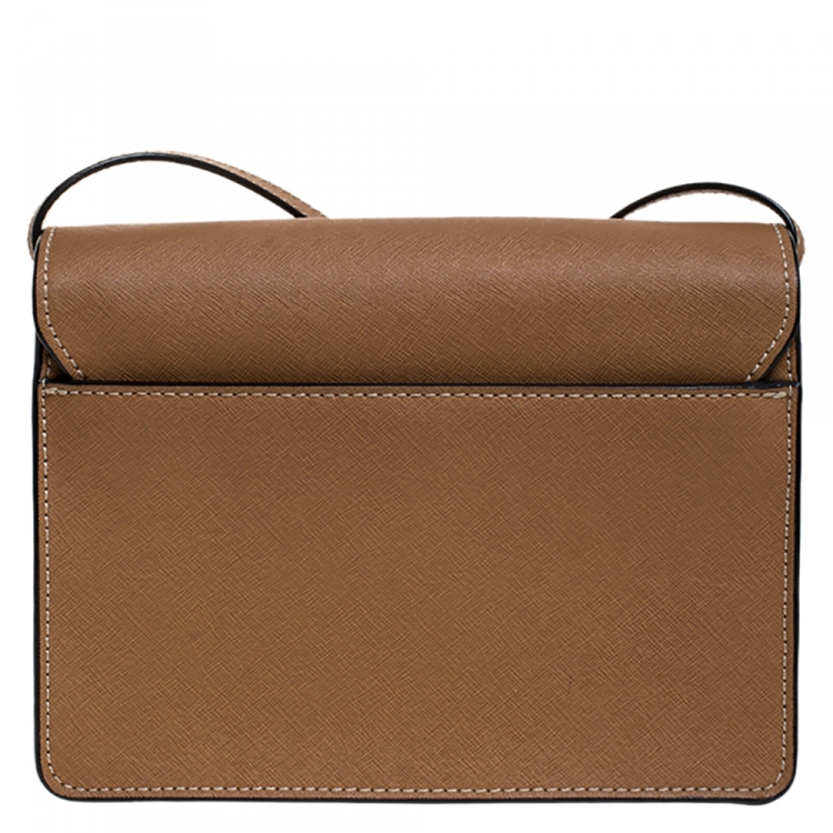 Pre Owned Dkny Brown Leather Flap Crossbody Bag