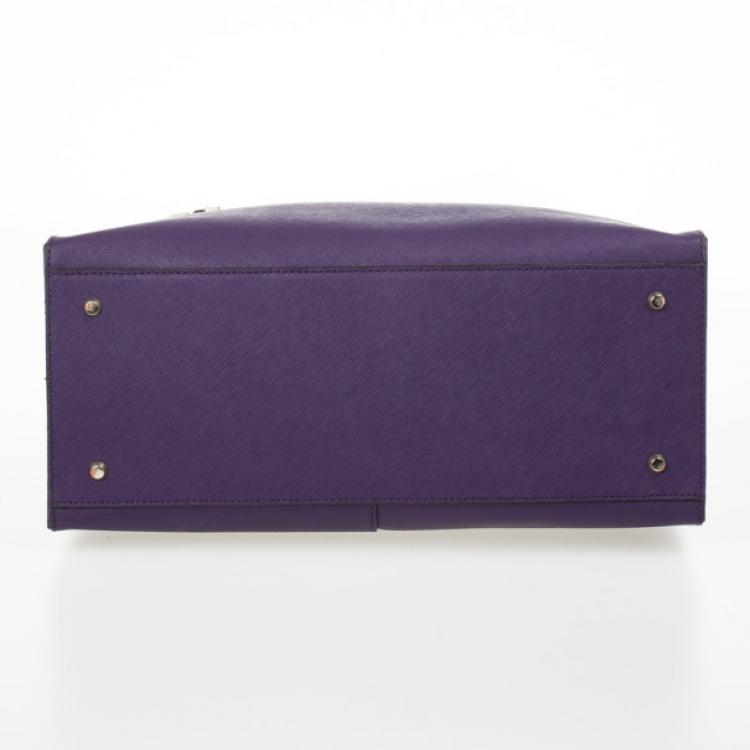Pre Owned DKNY Purple Hudson Double Zip Tote 