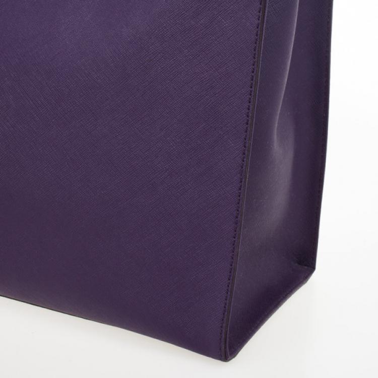 Pre Owned DKNY Purple Hudson Double Zip Tote 