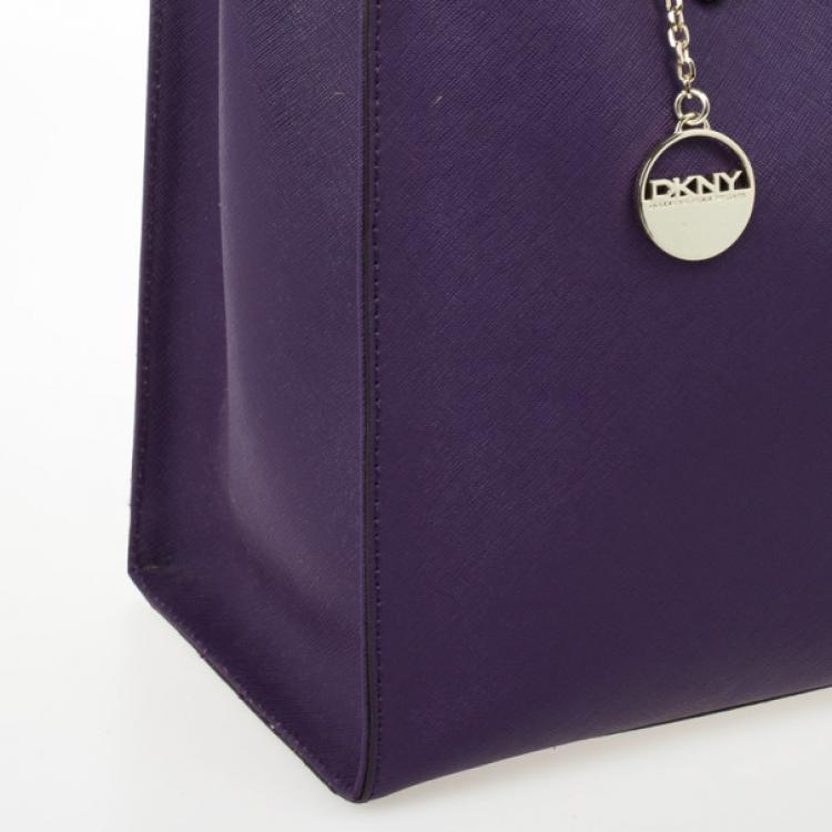 Pre Owned DKNY Purple Hudson Double Zip Tote 