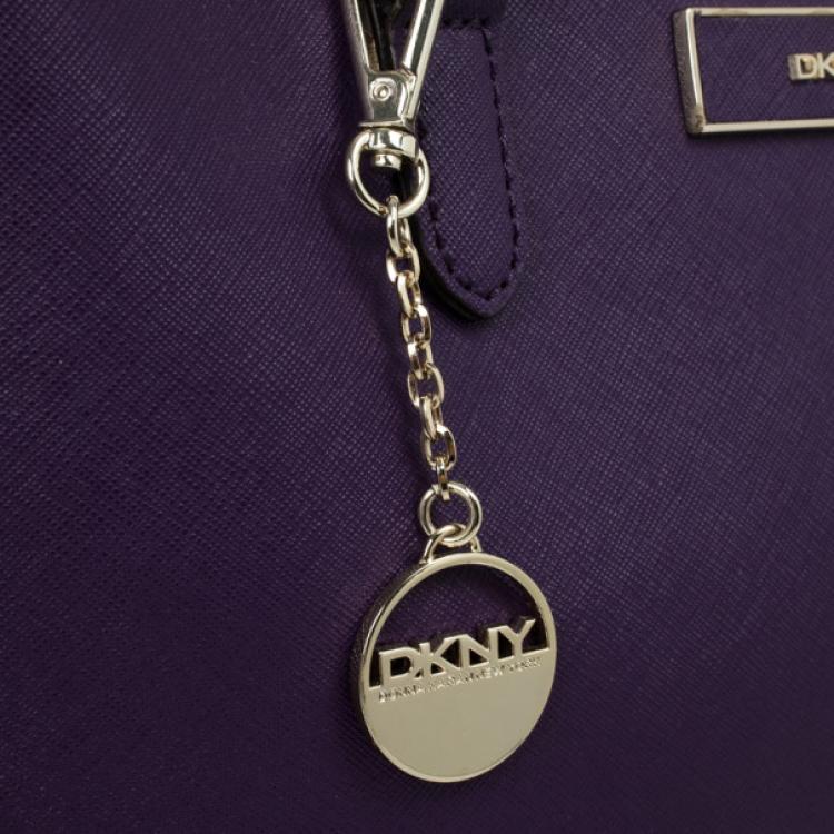 Pre Owned DKNY Purple Hudson Double Zip Tote 