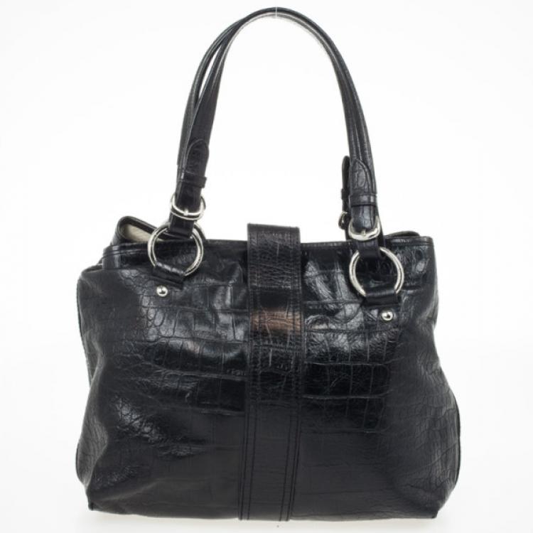 Pre Owned DKNY Gramercy Croc Leather Handbag