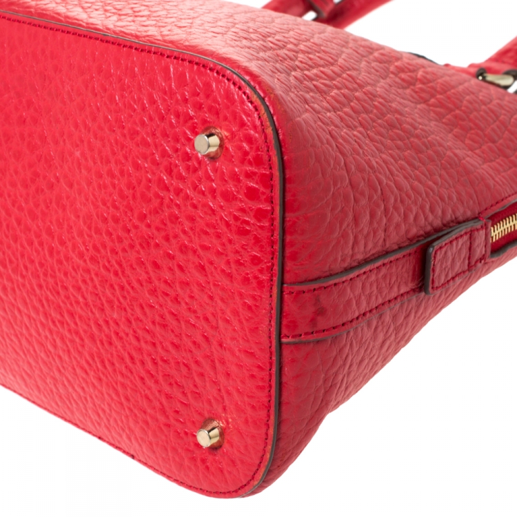 Pre Owned Dkny Red Grain Leather Padlock Dome Satchel