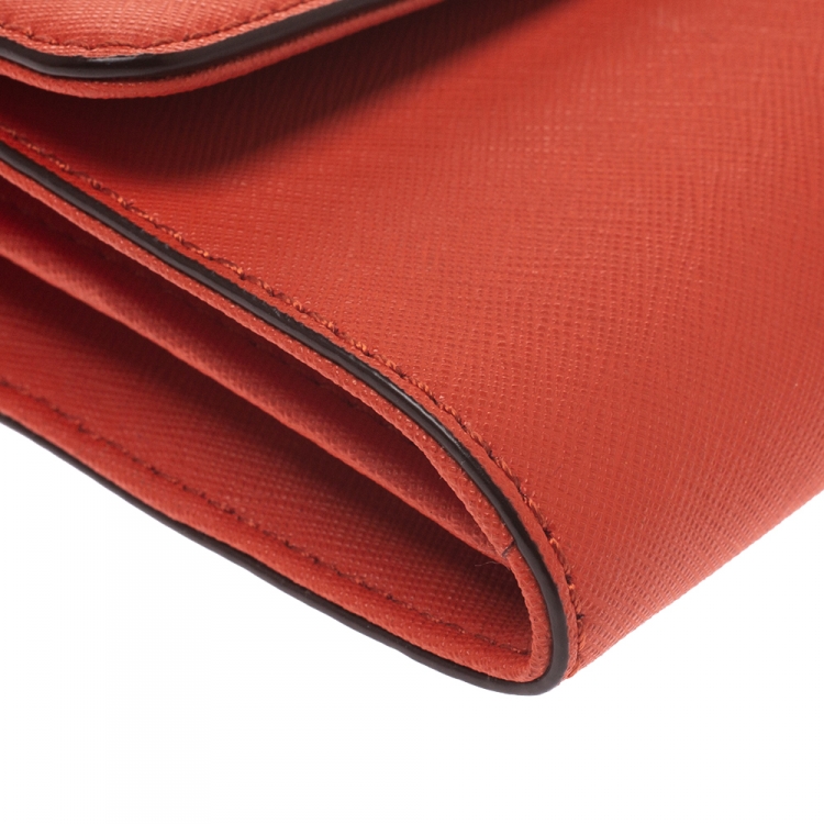 Pre Owned Dkny Orange Leather Flap Shoulder Bag