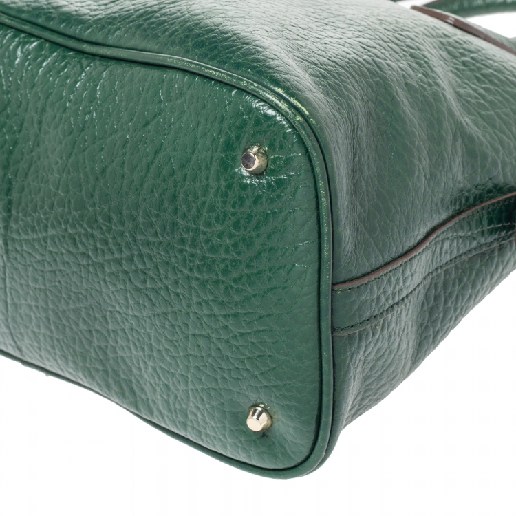 Pre Owned DKNY Green Grained Leather Padlock Satchel