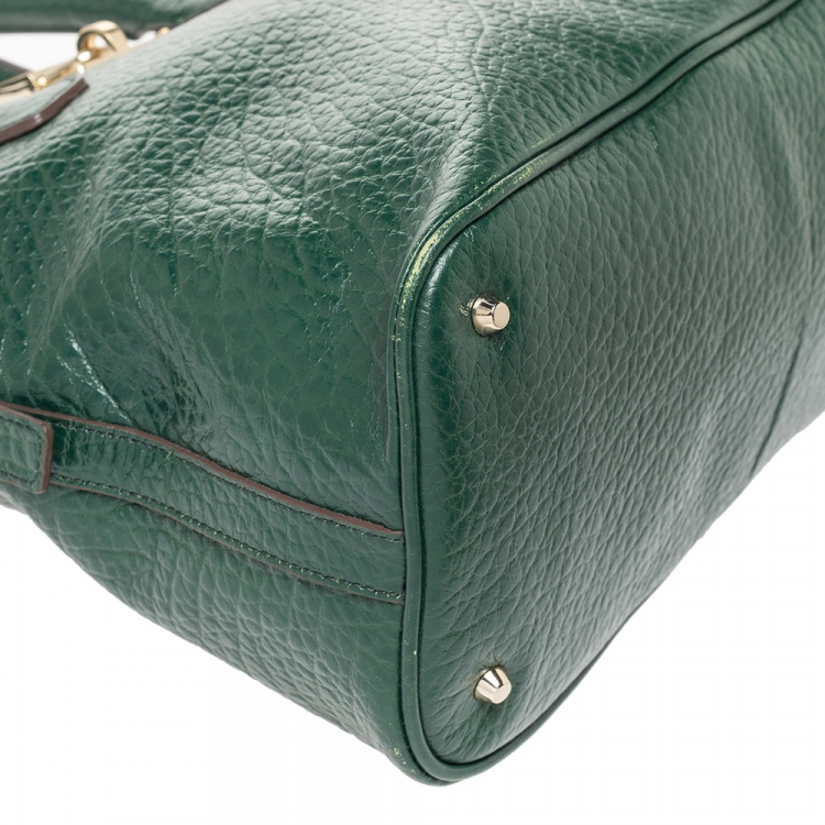 Pre Owned DKNY Green Grained Leather Padlock Satchel