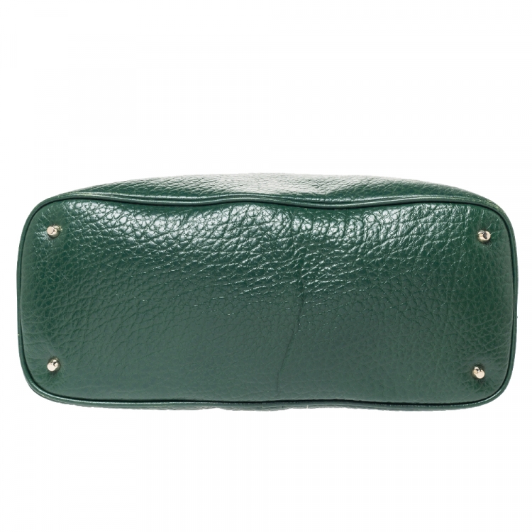 Pre Owned DKNY Green Grained Leather Padlock Satchel