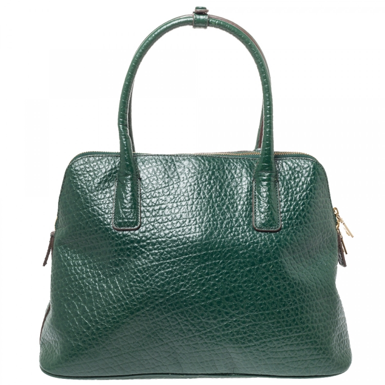 Pre Owned DKNY Green Grained Leather Padlock Satchel