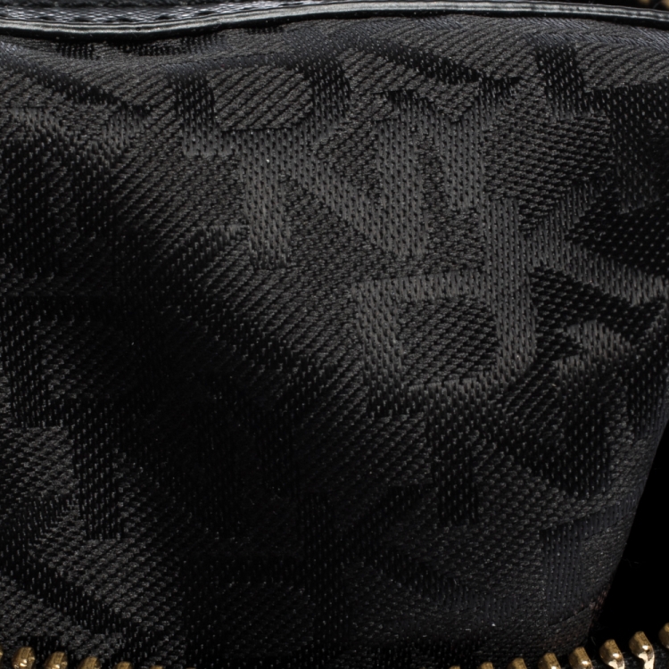 Pre Owned Dkny Black Canvas and Leather Side Pocket Satchel