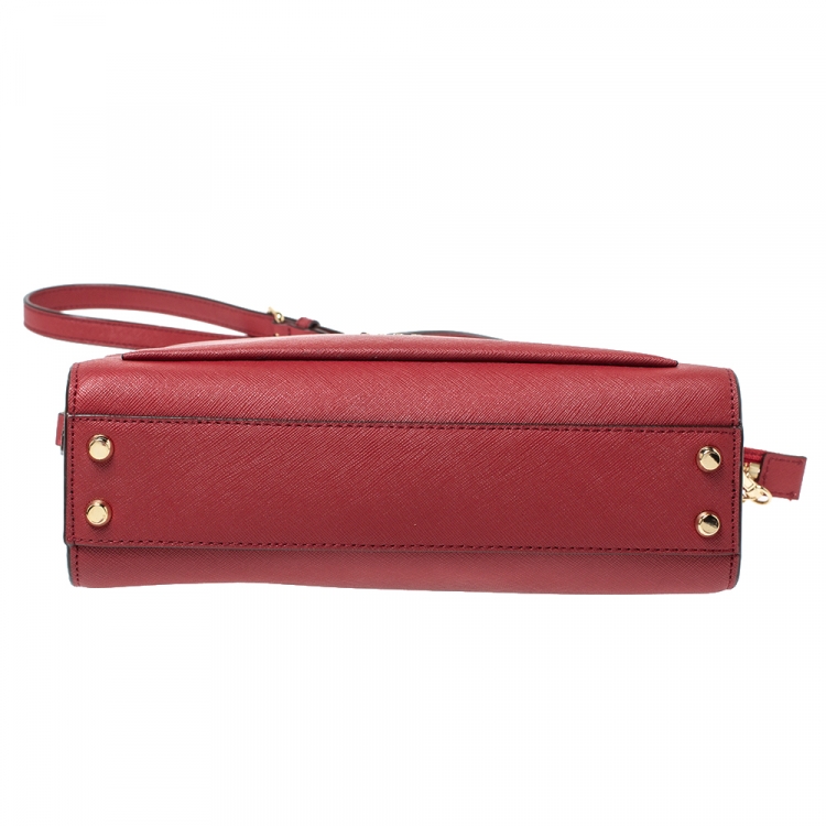 Pre Owned Dkny Red Leather Ava Zip Crossbody Bag