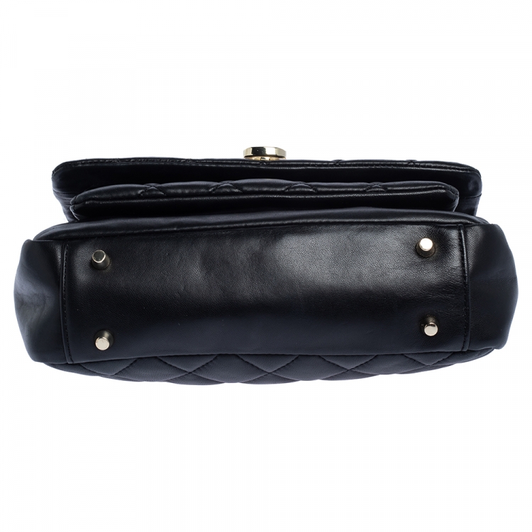 Pre Owned Dkny Black Quilted Leather Flap Shoulder Bag