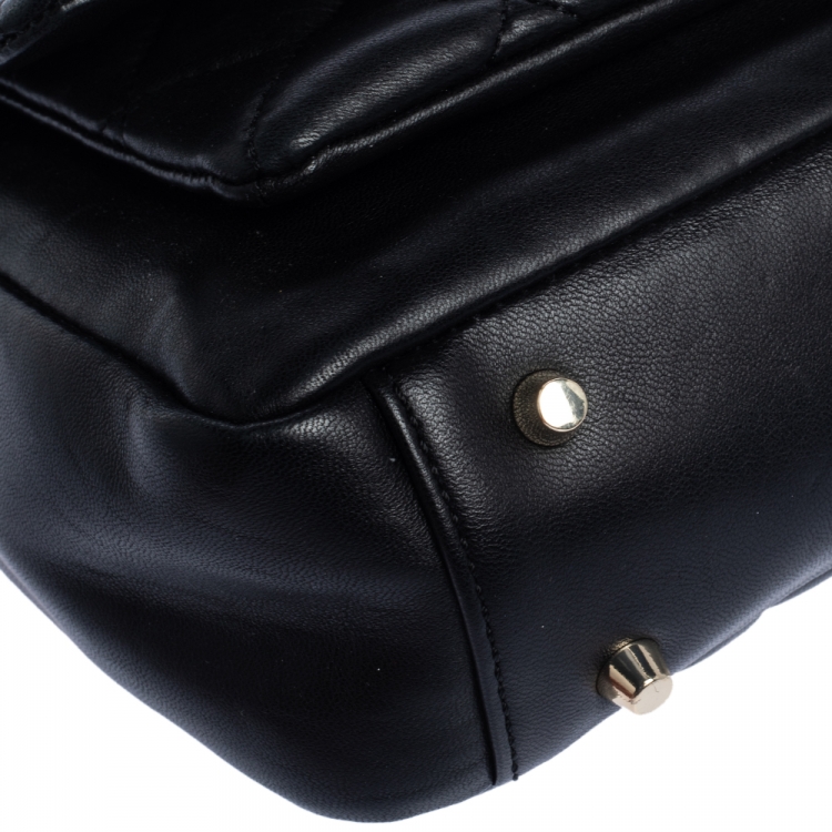 Pre Owned Dkny Black Quilted Leather Flap Shoulder Bag