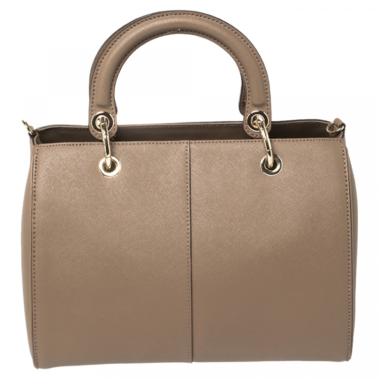 Pre Owned Dkny Dark Beige Leather Bryant Park Satchel