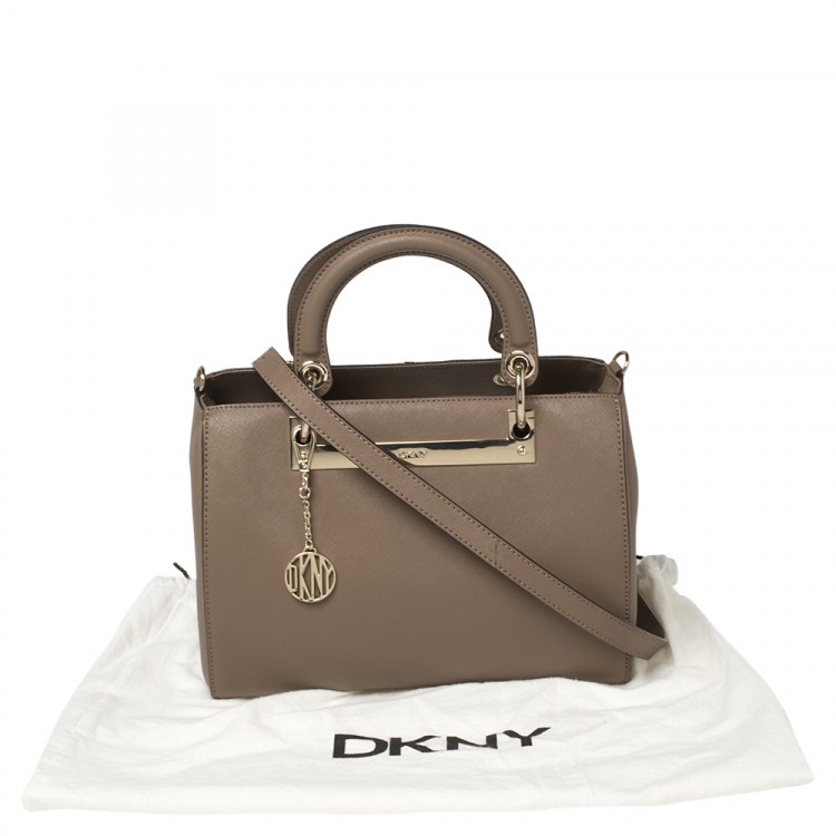 Pre Owned Dkny Dark Beige Leather Bryant Park Satchel