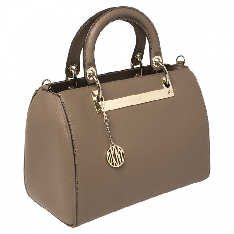 Pre Owned Dkny Dark Beige Leather Bryant Park Satchel