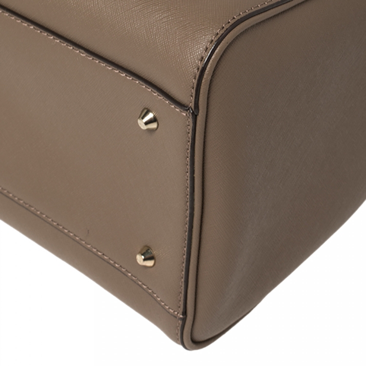 Pre Owned Dkny Dark Beige Leather Bryant Park Satchel