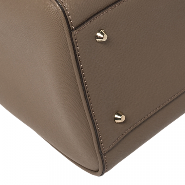 Pre Owned Dkny Dark Beige Leather Bryant Park Satchel