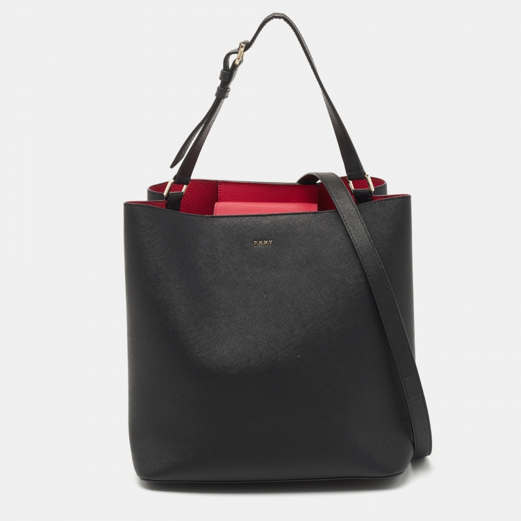 Pre Owned DKNY Black Saffiano Leather Top Handle Bag