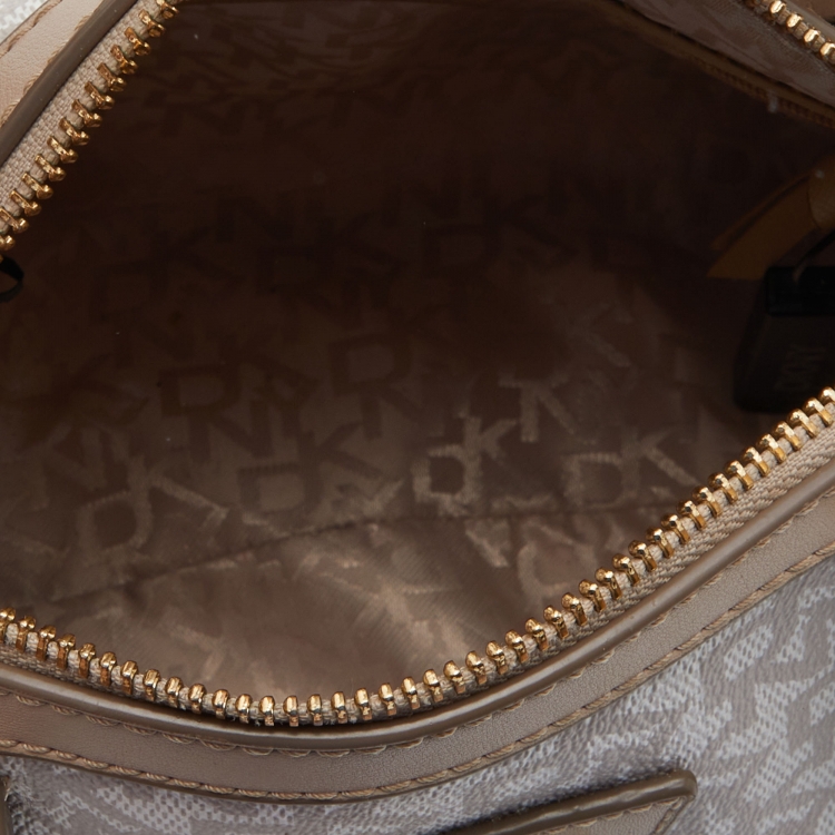 Pre Owned Dkny Beige/Ivory Signature Coated Canvas and Leather Satchel