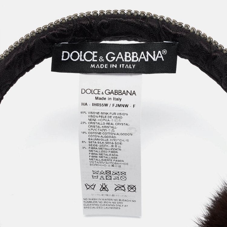 Pre Owned Dolce & Gabbana Brown Mink Fur and Crystals Earmuffs
