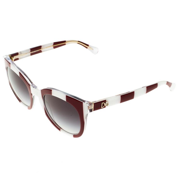 Pre Owned Dolce and Gabbana Red/White DG4249 Striped Sunglasses