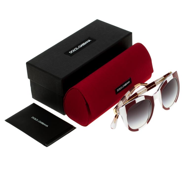 Pre Owned Dolce and Gabbana Red/White DG4249 Striped Sunglasses