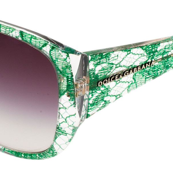 Pre Owned Dolce and Gabbana Green Lace Sunglasses