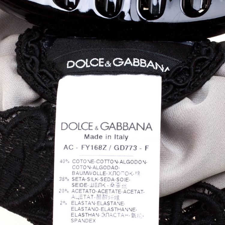 Pre Owned Dolce and Gabbana Grey and Black Lace Detail Hair Grip