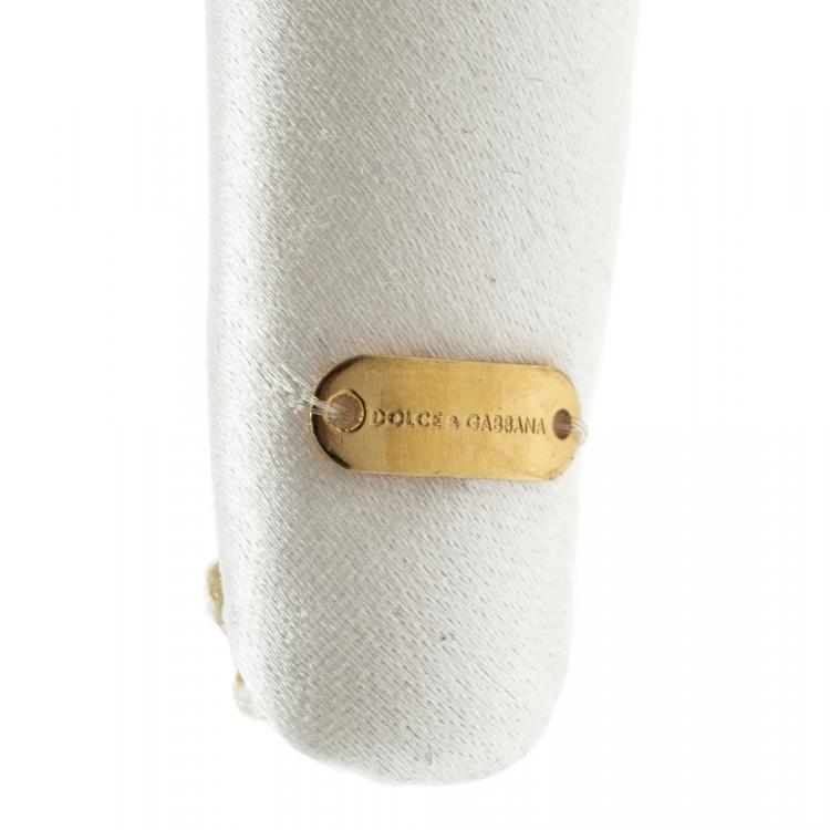 Pre Owned Dolce and Gabbana Daisy Flower Embellished White Satin Headband
