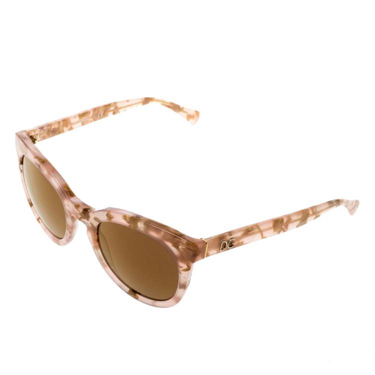 Pre Owned Dolce and Gabbana Powder Marble,Bronze Mirror DG4249 Wayfarer Sunglasses