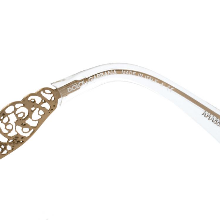 Pre Owned Dolce and Gabbana Gold DG2134 Filigree Cat Eye Sunglasses