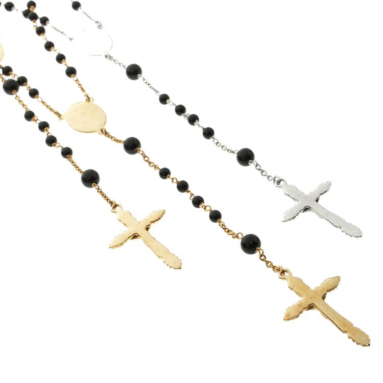 مملوكة مسبقًا Dolce and Gabbana Beaded Rosary Cross Multi Layer Necklace
