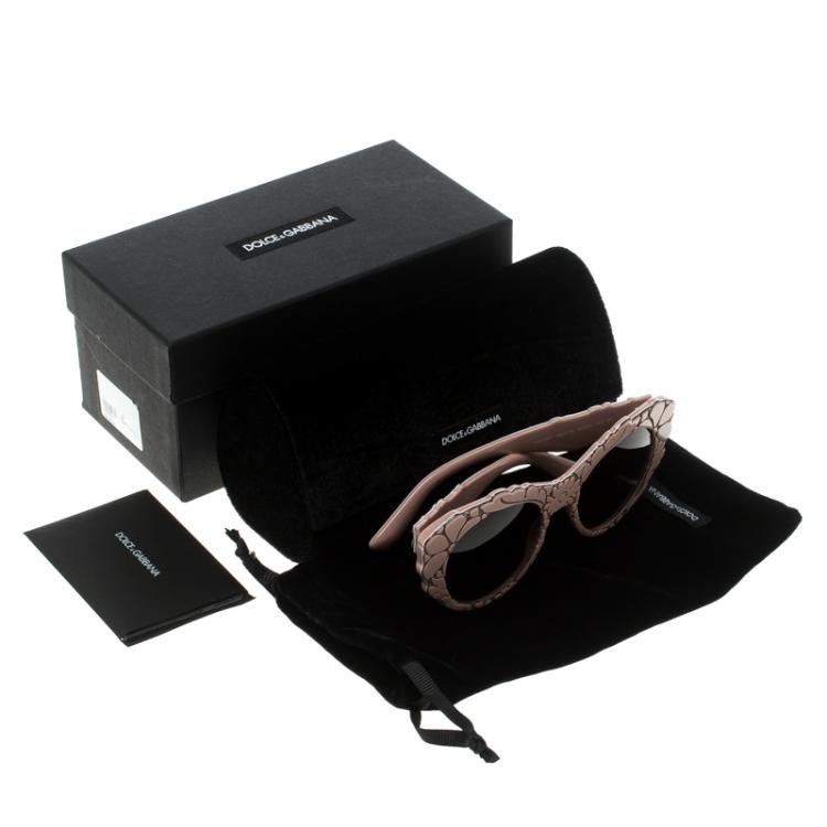 Pre Owned Dolce and Gabbana Pink/Brown Gradient DG4267 Brocade Cat Eye Sunglasses