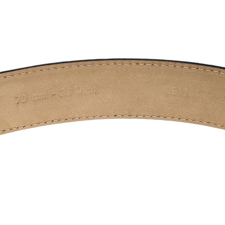مملوكة مسبقًا Dolce and Gabbana Black Iguana Leather DG Studded Logo Belt 70 CM 