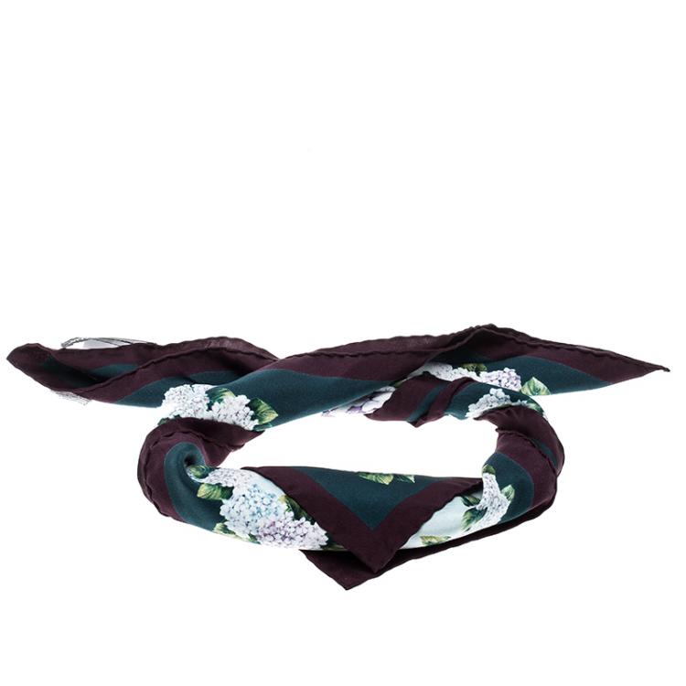 Pre Owned Dolce and Gabbana Multicolor Hydrangea Print Silk Square Scarf