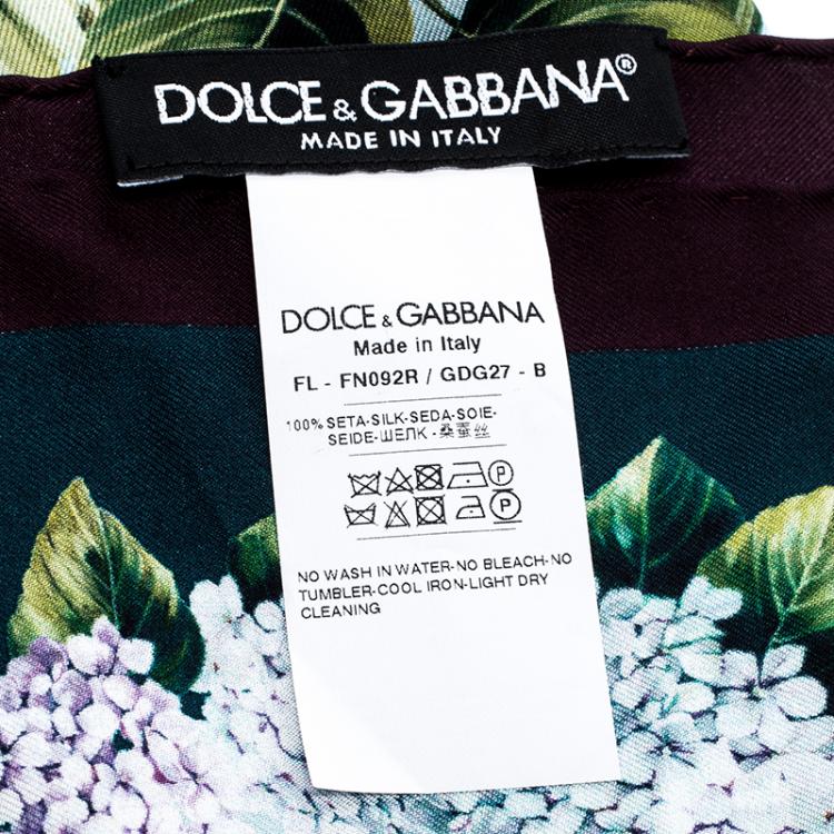 Pre Owned Dolce and Gabbana Multicolor Hydrangea Print Silk Square Scarf
