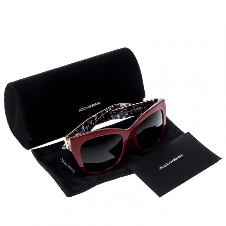 Pre Owned Dolce and Gabbana Red/Black DG 4270 Butterfly Sunglasses